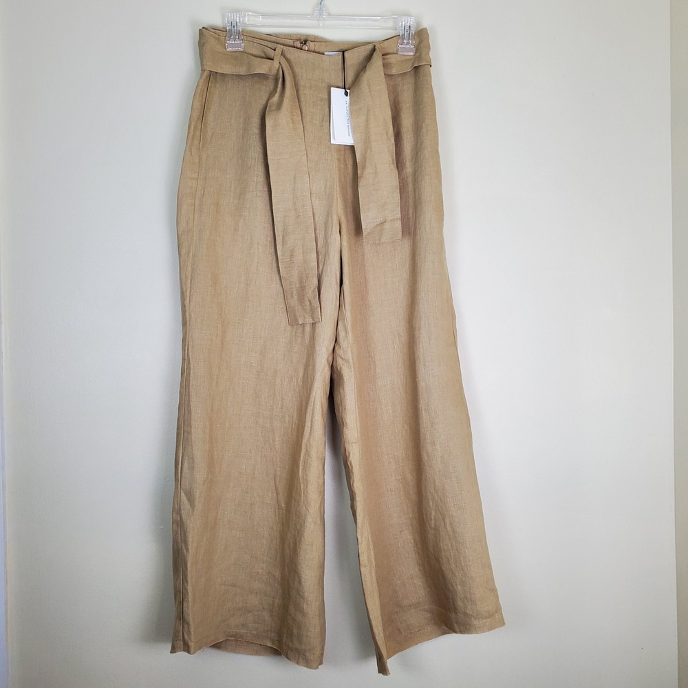 NWT Faithfull The Brand Messina Pants Plain Oat Beige Linen Women's 6 Wide Leg